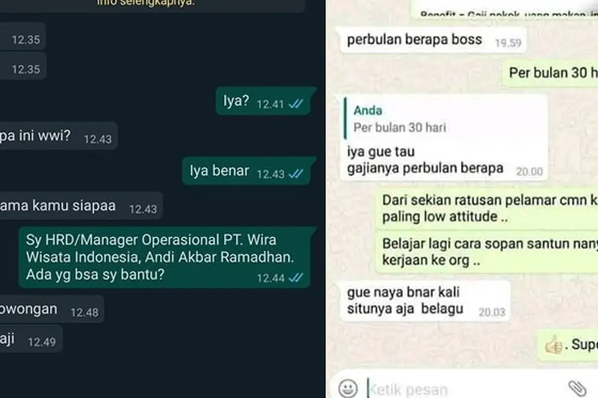 6 Chat Pelamar Kerja Tanya Gaji ke HRD Ini Bikin Geregetan