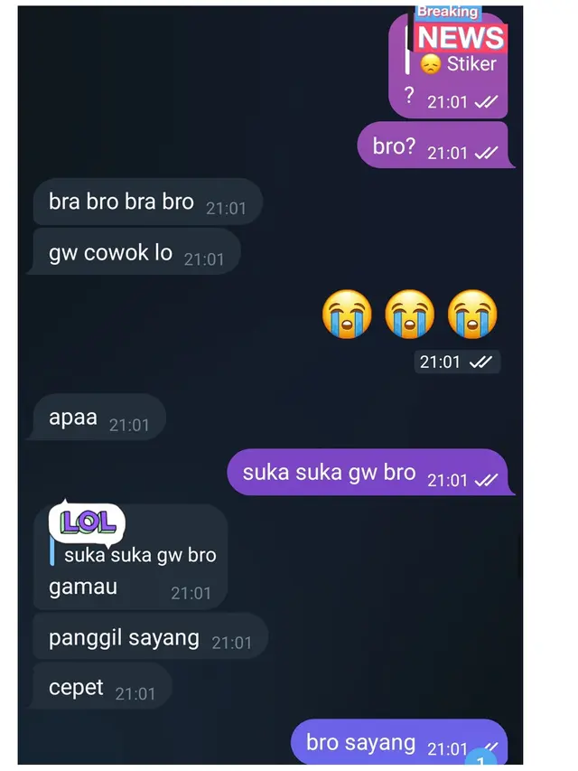 6 Balasan Chat Cowok ketika Pacarnya Panggil Bro Ini Kocak, Langsung Ngambek