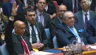 Duta Besar Robert A. Wood dari Amerika Serikat memberikan suara menentang atau memveto rancangan resolusi mengenai pengakuan Palestina di Dewan Keamanan PBB. (UN Photo)