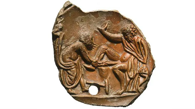 Ilustrasi infibulasi masa Romawi Kuno. (Sumber Thorvaldsens Museum, Denmark)