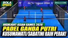 Highlight final padel ganda putri Asian Games Aichi-Nagoya 2026. F Kusumawati/F Sabatini harus mengakui keunggulan pasangan Jepang, Tsukamoto/Sitokumoto, dengan skor 3-6, 4-6. Hasil ini membawa pasangan Indonesia meraih medali perak untuk Merah Putih...