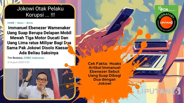 Cek Fakta: Hoaks Artikel Immanuel Ebenezer Sebut Uang Suap Dibagi Dua dengan Jokowi