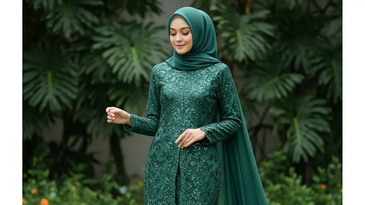 Gamis Mermaid Tile Bordir Payet