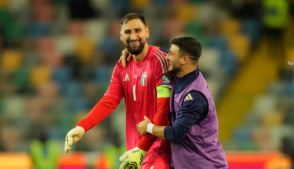 Kemenangan 3-0 ini menjadi modal penting bagi Italia untuk memastikan langkah ke babak play-off Kualifikasi Piala Dunia 2026. (AP Photo/Luca Bruno)