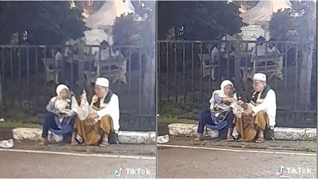 Momen Mesra Kakek-Nenek Setelah Pulang Tarawih, Romantis Jajan Pinggir Jalan