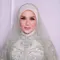 Detail Kebaya Mulan Jameela dengan Hijab Lapis Transparan Mewah di Akad Nikah Al Ghazali (Foto: Instagram @rezaazrumakeup)