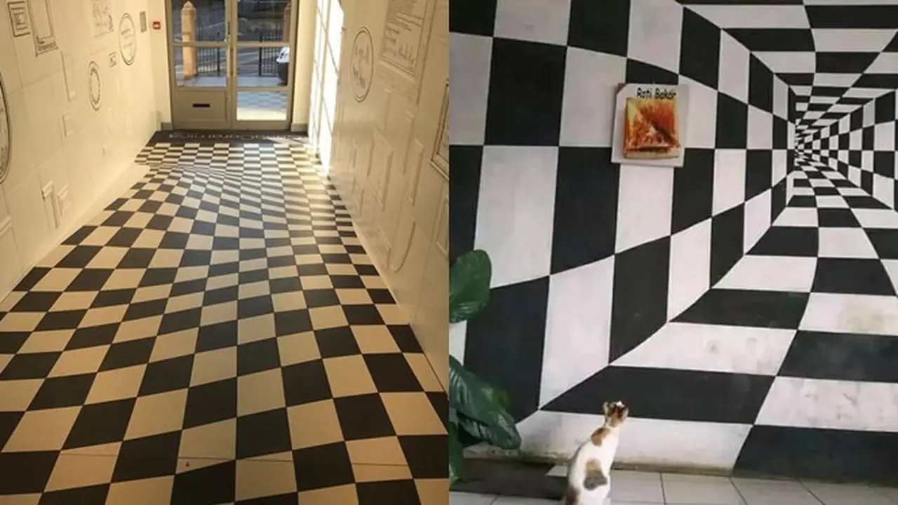 6 Ilusi Optik Bentuk Papan Catur Hitam Putih Ini Bikin Pusing