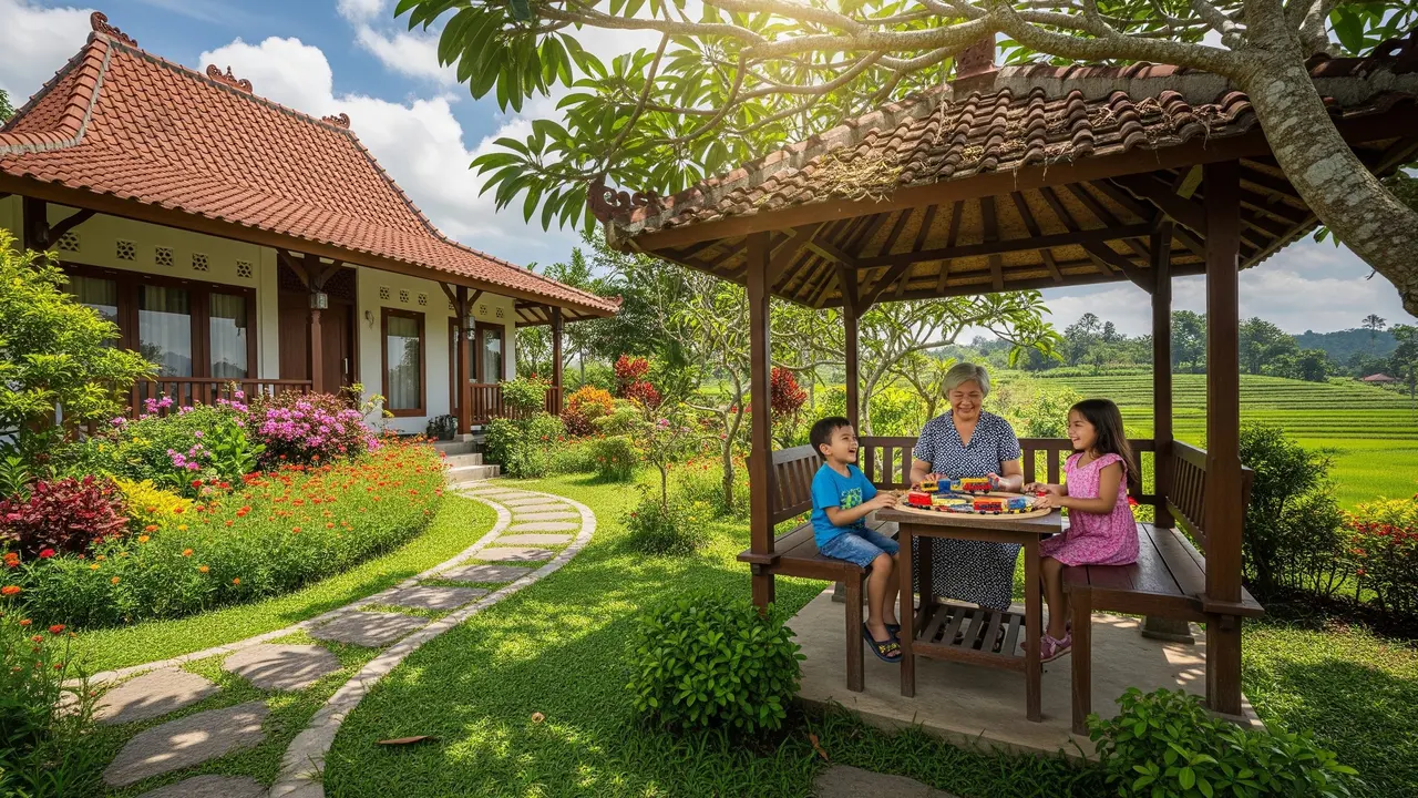Ide Desain Rumah Pedesaan Bertaman & Pendopo