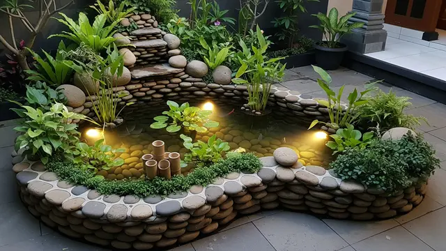 Desain Kolam Ikan Batu Alam Kecil/ Ilustrasi AI