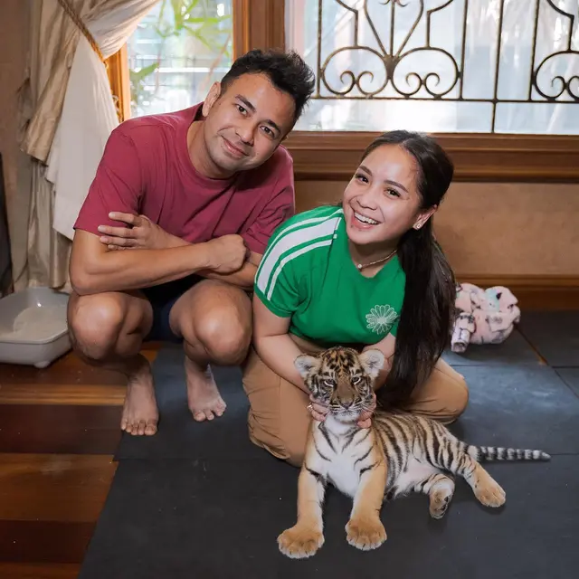 7 Potret Nagita Slavina Bareng Cipung Main dengan Anak Harimau Ini Bikin Gemas