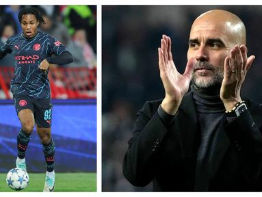 Pep Guardiola memberikan kepercayaan kepada banyak pemain muda saat laga terakhir Grup G Liga Champions 2023 melawan Red Star FC di Rajko Mitic Stadium, Belgrade, Serbia, Kamis (14/12/2023) dini hari WIB. Mereka adalah Micah Hamilton, Oscar Bobb, Rico Lewis, dan Mahamadou Susoho. Hasilnya pun baik. The Cityzens sukses menang dengan skor 3-2, di mana dua gol di antaranya dicetak oleh pemain muda yaitu Micah Hamilton dan Oscar Bobb. Hal itu seolah kebalikan dengan nasib klub sekota mereka, Manchester United. Di laga terakhir, MU hanya memainkan tiga pemain muda mereka yaitu Facundo Pellistri, Hannibal Mejbri, dan Kobbie Mainoo. Itu pun semuanya sebagai pemain pengganti. Apesnya lagi, Setan Merah gagal mentas dari fase grup setelah kalah 0-1 dari Bayern Munchen. (Foto Kolase: AFP dan AP Photo)