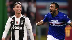 Tambahan satu gol Cristiano Ronaldo ke gawang Inter Milan belum mampu membawa CR7 ke posisi teratas pemuncak raihan gol di Serie A. Kini Ronaldo terpaut tiga gol dari pemuncak raihan gol saat ini, Fabio Quagliarella. (Kolase Foto AFP)