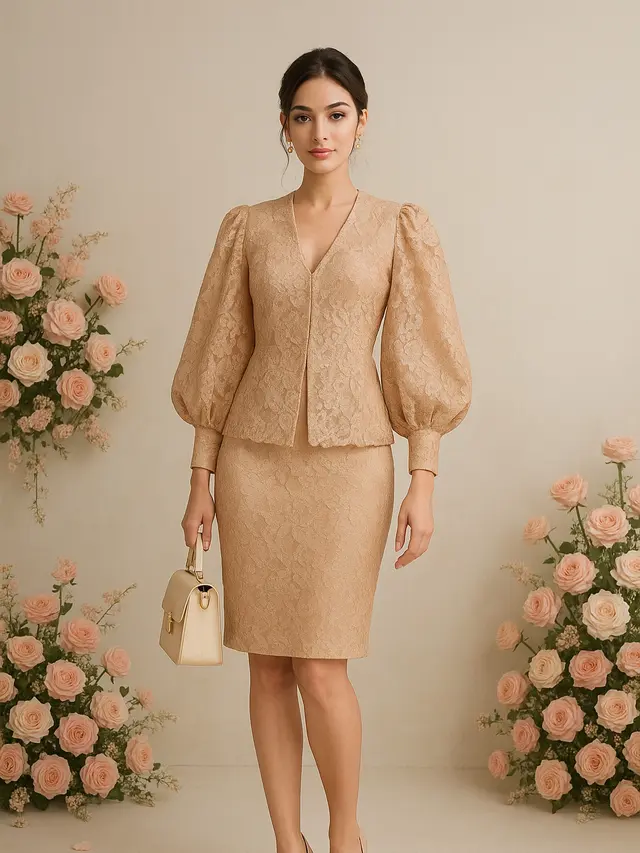 Cardigan Brokat Lengan Balon untuk Kondangan