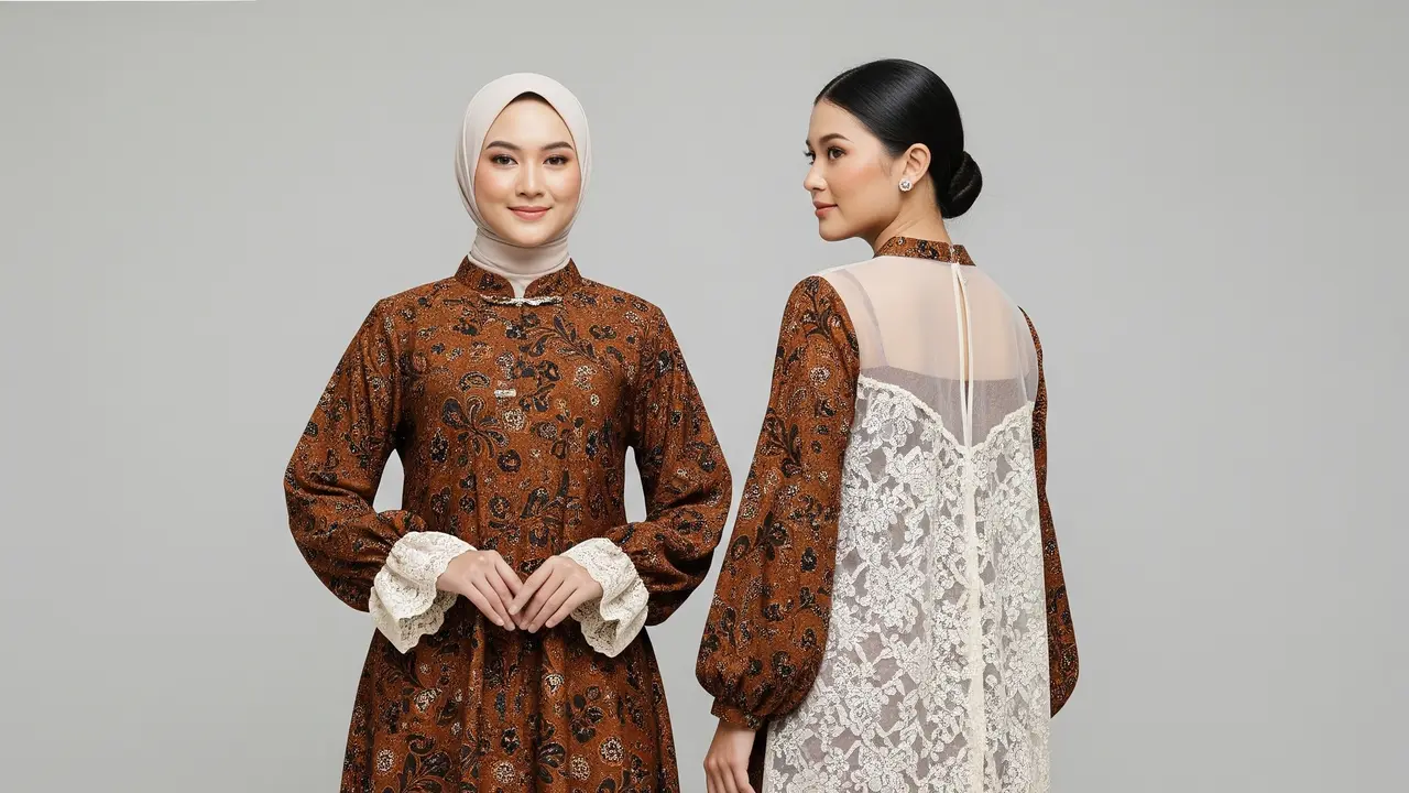 Model Batik Brokat Lengan Balon yang Memukau dan Elegan