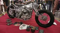 Harley-Davidson bergaya Bobber garapan Kedux Garage sabet gelar Best Kustom Bike Show Kustomfest 2019. (Septian / Liputan6.com)