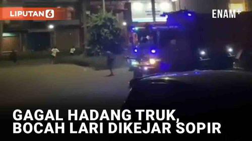 VIDEO: Gagal Hadang Paksa Truk, Bocah Kocar-Kacir Dikejar Sopir