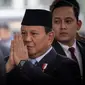 Presiden terpilih yang juga Menteri Pertahanan (Menhan) Prabowo Subianto tiba untuk menghadiri Sidang Tahunan MPR, Sidang Bersama DPR dan DPD tahun 2024 di kompleks Parlemen, Senayan, Jakarta, Jumat (16/8/2024). (Yasuyoshi CHIBA / AFP)