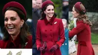 Kate Middleton menghadiri misa Natal Kerajaan Inggris di Sandringham dengan penampilan serba burgundy. (dok. Instagram @royal.addicted/https://www.instagram.com/p/Br0OZAtAa85/Dinny Mutiah)