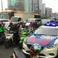 Jalan Gatot Subroto, Jakarta, bertambah macet pada uji coba hari pertama penghapusan 3 in 1. (Liputan6.com/Ahmad Romadoni)