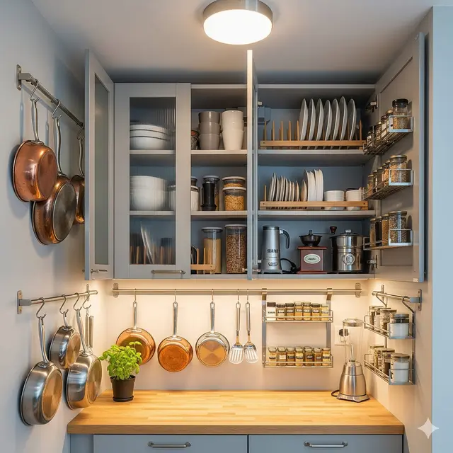 Dapur dengan Penyimpanan Vertikal Maximized