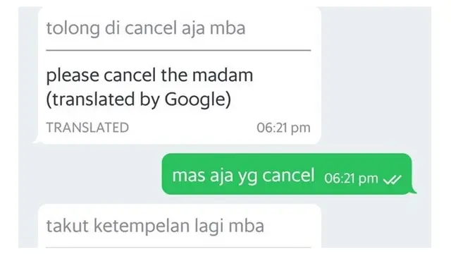Chat kocak ojol (Sumber: Twitter/@randezvousxx)