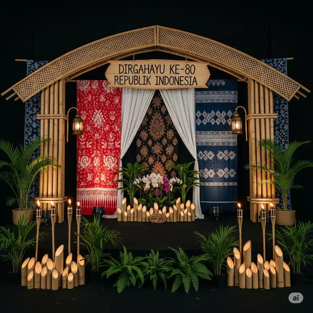 Backdrop Bambu & Kain Tradisional