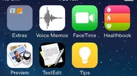 Bocoran screenshot yang disinyalir sebagai antarmuka sistem operasi iOS 8 itu memperlihatkan sejumlah ikon fitur baru.