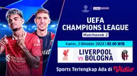 Live Streaming Liverpool vs Bologna di Vidio. (Sumber : doc.vidio.com)