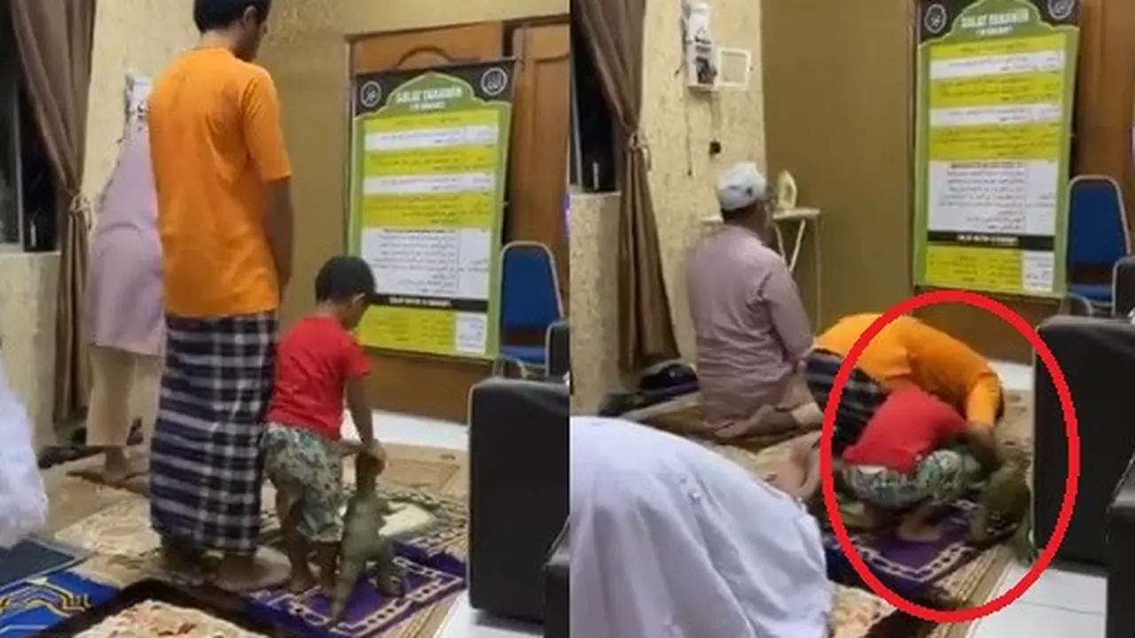 bocah sholat bawa mainan