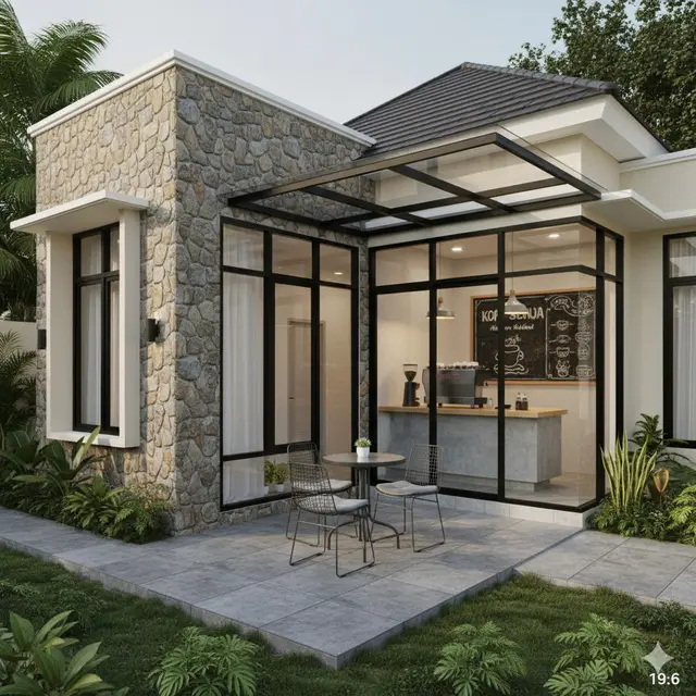 7 Model Rumah 1 Lantai dengan Warung Kopi Kecil di Teras, Inspirasi Hunian Fungsional yang Estetik
