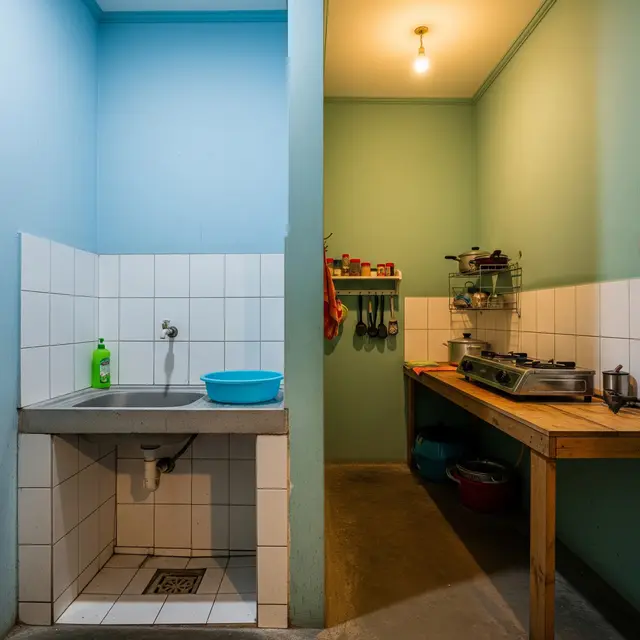 Cara Menata Dapur Belakang Rumah Sempit agar Tidak Becek Saat Hujan Deras dengan Pisahkan Area Basah dan Memasak