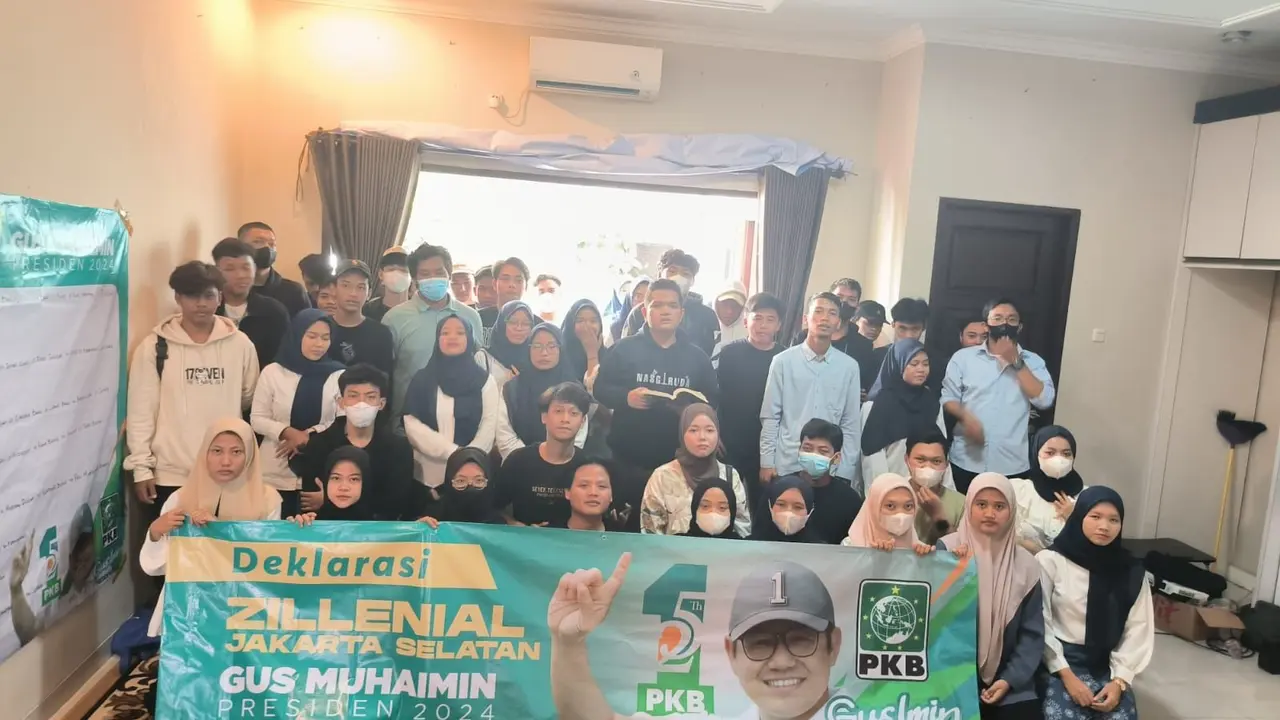 Generasi Z atau Gen Z di Jakarta Selatan untuk menyatakan dukungan terhadap Ketua Umum PKB Muhaimin Iskandar pada Pemilihan Umum atau Pemilu 2024 mendatang.