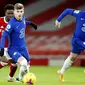 TIMO WERNER BELUM BERKONTRIBUSI MAKSIMAL: Striker baru Chelsea ini belum mampu memberikan dampak besar bagi lini depan The Blues. Saat melawan Arsenal, Werner cuma melepaskan dua shots dan tidak satupun mengarah ke gawang. (Andrew Boyers/ Pool via AP)