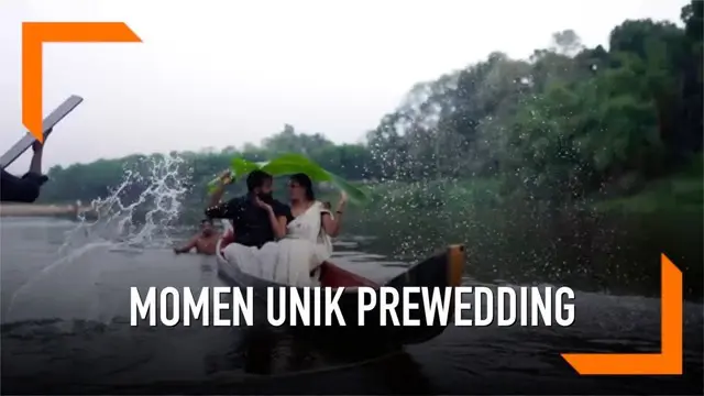 Pengalaman buruk dialami pasangan dari India selama sesi pemotretan prewedding. Mereka terjatuh dari sampan dan tercemplung ke sungai.
