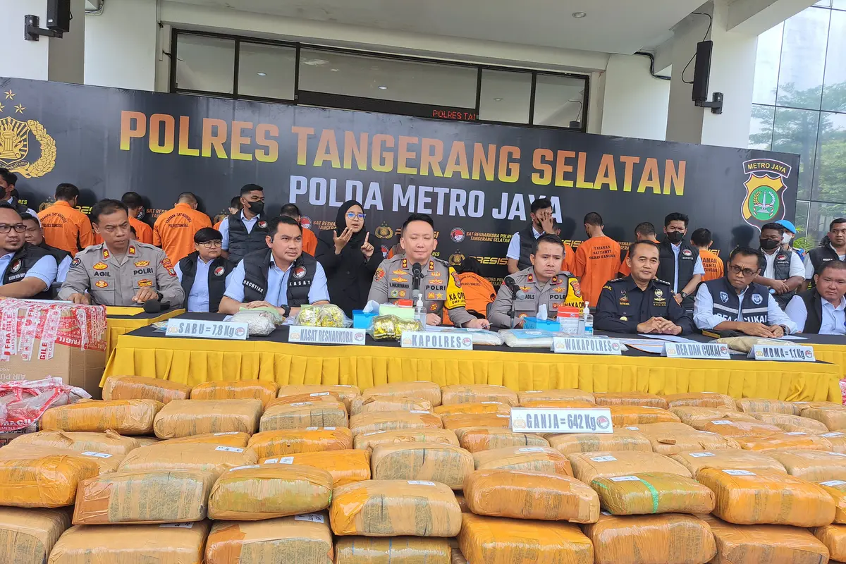 Biasa Dijual Online, Ganja Kering Seberat 642 Kilogram dari Jaringan Sumatera-Jawa Diamankan Polres Tangsel
