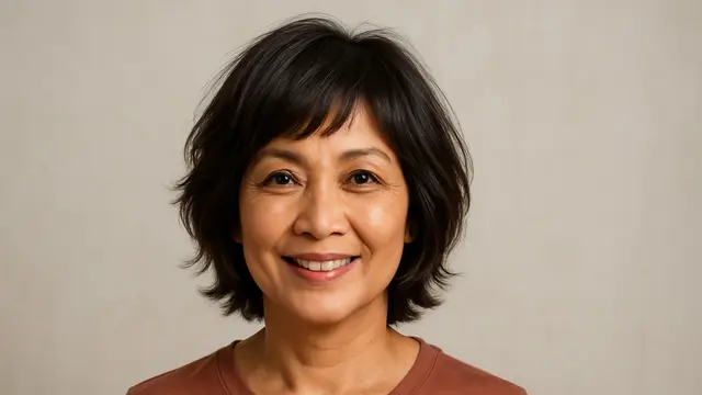 Potongan Shaggy Layer Pendek untuk Ibu-Ibu Usia 50 Tahunan/Ilustrasi Gambar AI