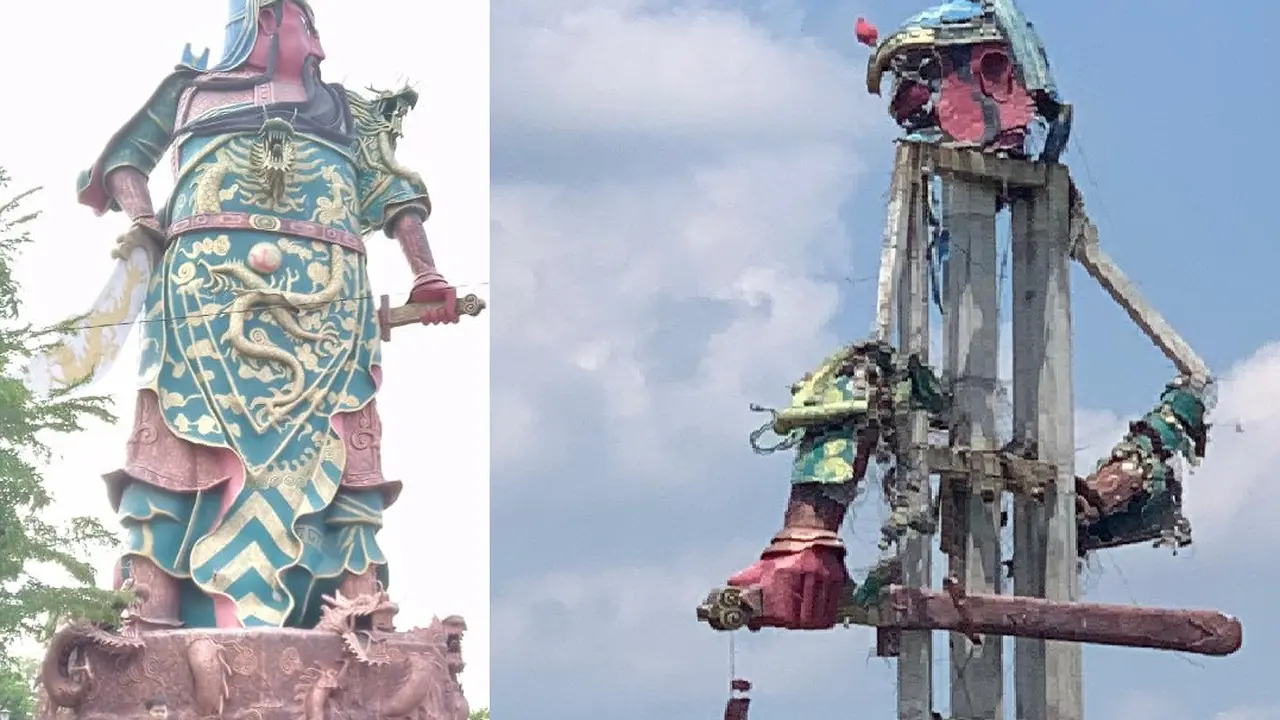 Patung Dewa Perang Roboh