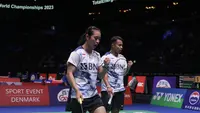 Pasangan bulu tangkis ganda campuran Indonesia Rehan Naufal Kusharjanto/Lisa Ayu Kusumawati akan menantang unggulan kedua asal Jepang Yuta Watanabe/Arisa Higashino pada babak 16 besar Kejuaraan Dunia 2023&nbsp;di Royal Arena, Kopenhagen, Denmark, Kamis (23/8). (foto: PBSI)