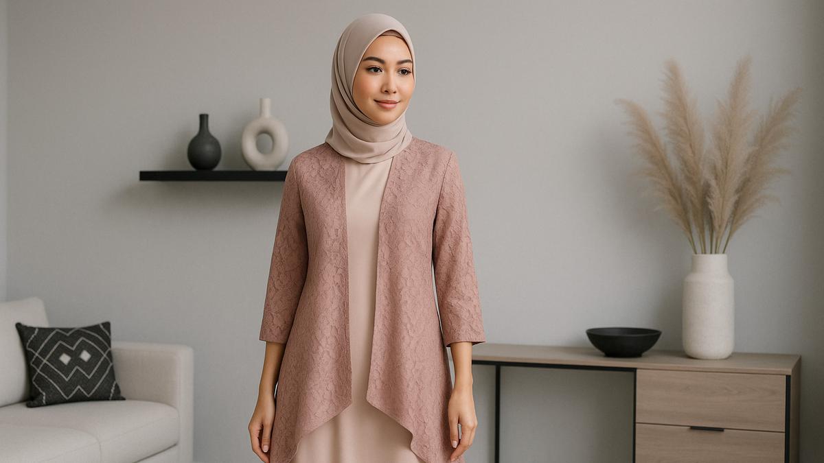 7 Model Cardigan Brokat untuk Gamis, Tampil Mewah Tanpa Berlebihan