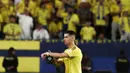 Sayangnya, mereka malah kebobolan pada menit ke injury time lewat gol bunuh diri kiper Bento. Skor imbang tersebut gagal membuat Al Nassr pastikan gelar juara lebih cepat. (AFP/Fayez Nureldine)