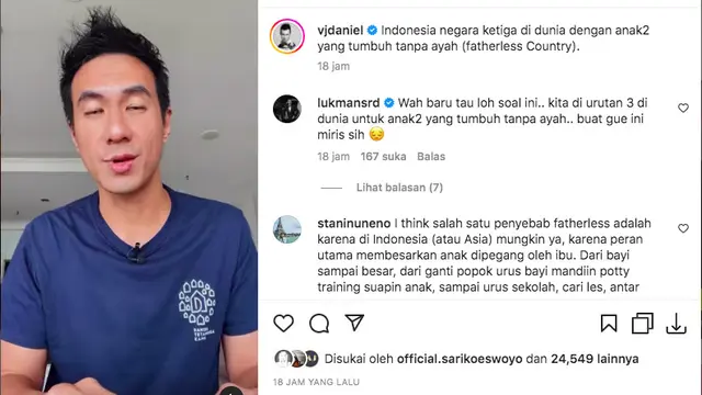 Daniel Mananta Prihatin Saat Mengetahui Indonesia Adalah Negara Ketiga di Dunia dengan Anak yang Tumbuh Tanpa Ayah