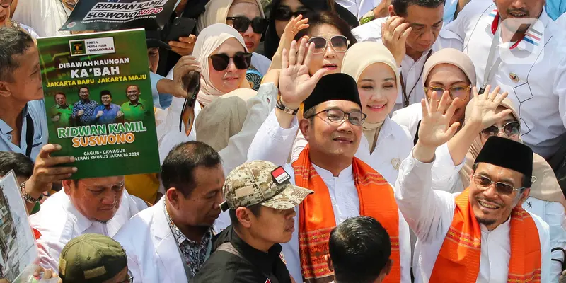 Bersama Koalisi Jakarta Baru untuk Jakarta Maju, Ridwan Kamil-Suswono Datangi Kantor KPU Jakarta