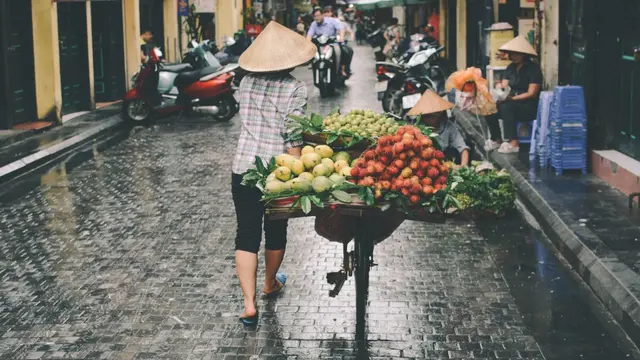 Ilustrasi kehidupan, penjual buah