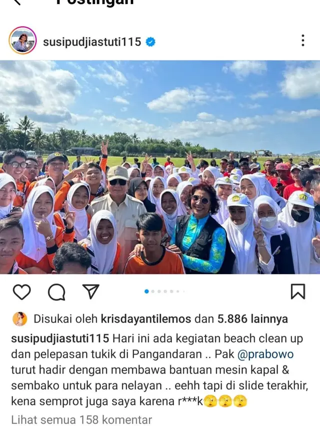 Unggahan Susi Pudjiastuti. (Foto: Dok. Instagram @susipudjiastuti115)