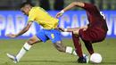 Namun Brasil membalas Venzuela dengan gelontoran tiga gol yang disumbang oleh Marquinhos, Gabriel Barbosa dan Anthony. (AFP/Yuri Cortez)