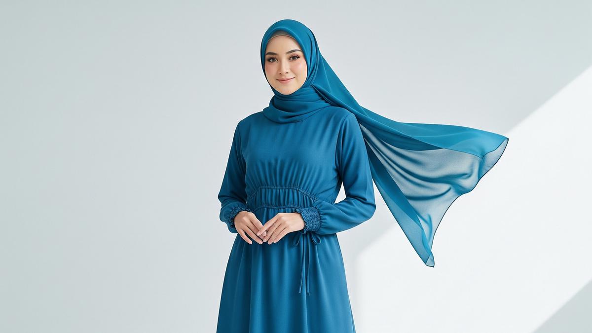 10 Model Gamis Teal Blue dan Ash Blue yang Diprediksi Jadi Tren Warna Lebaran 2026