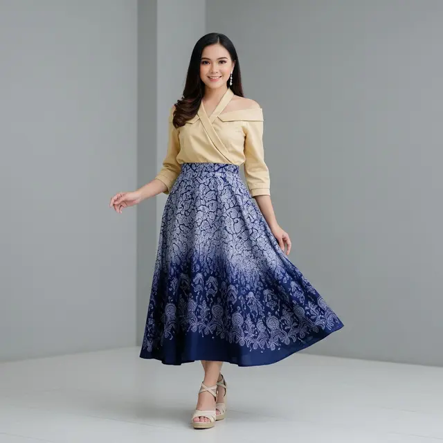 Model Baju Pesta Rok Batik A-Line/Ilustrasi Gemini AI