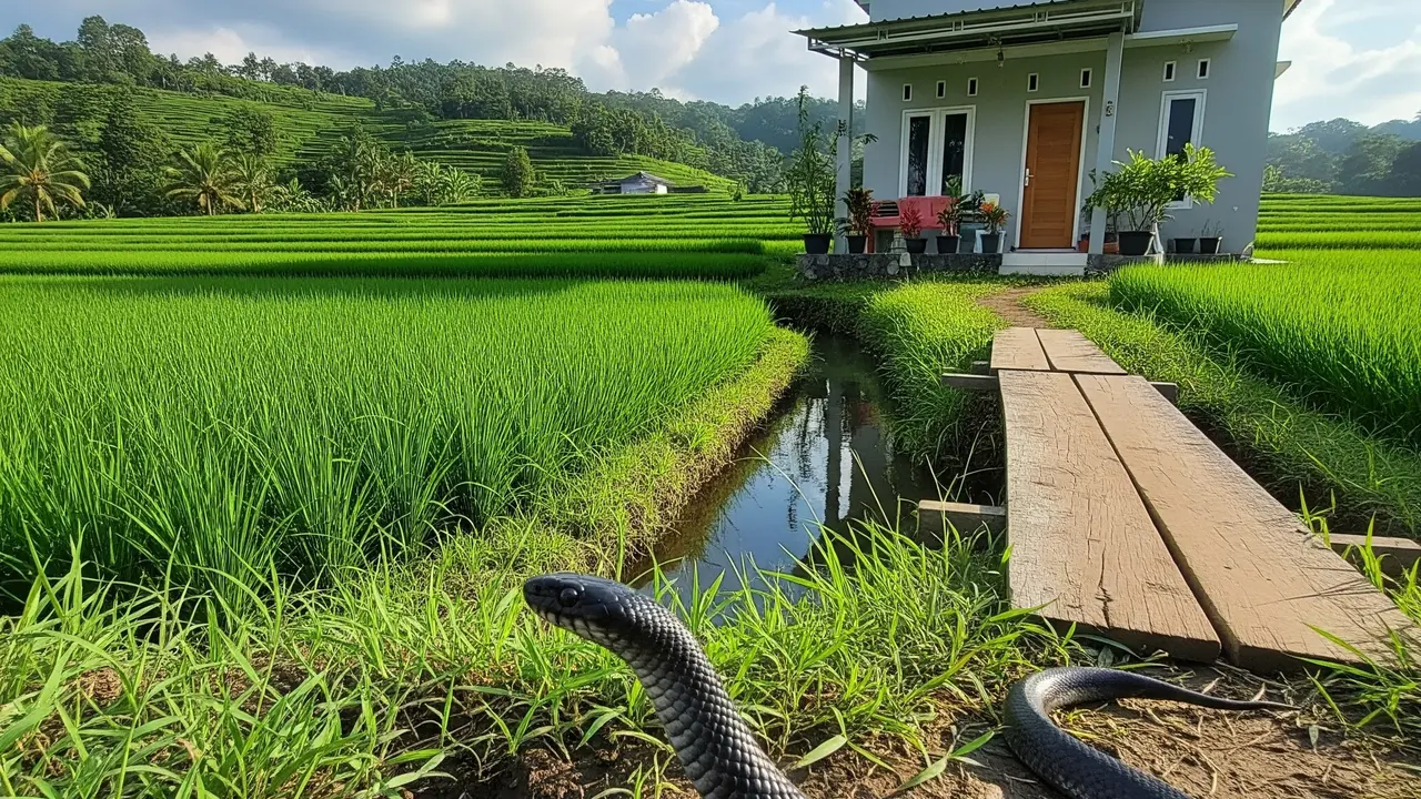 Ciri-Ciri Sarang Ular di Sekitar Rumah yang Dekat Sawah/ Ilustrasi AI