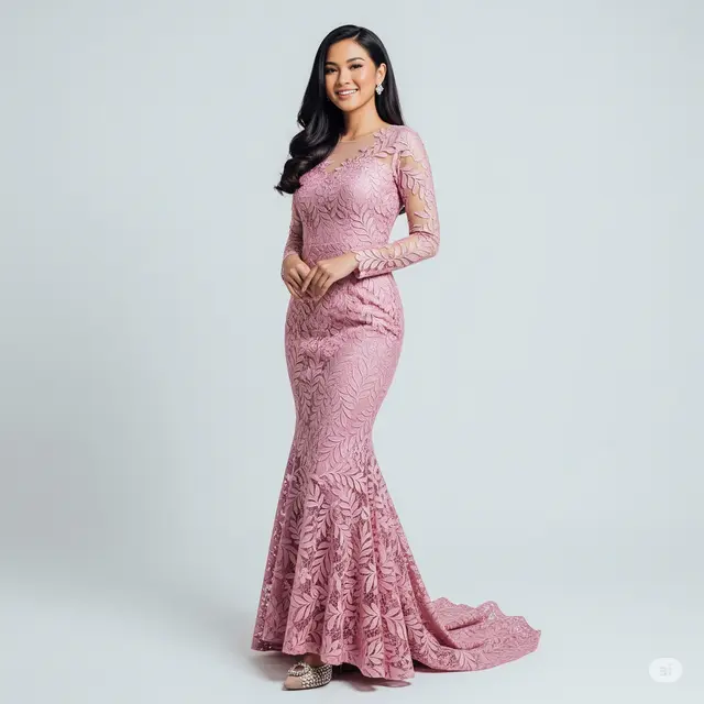 Model Dress Brokat Panjang Non Hijab Terbaik.