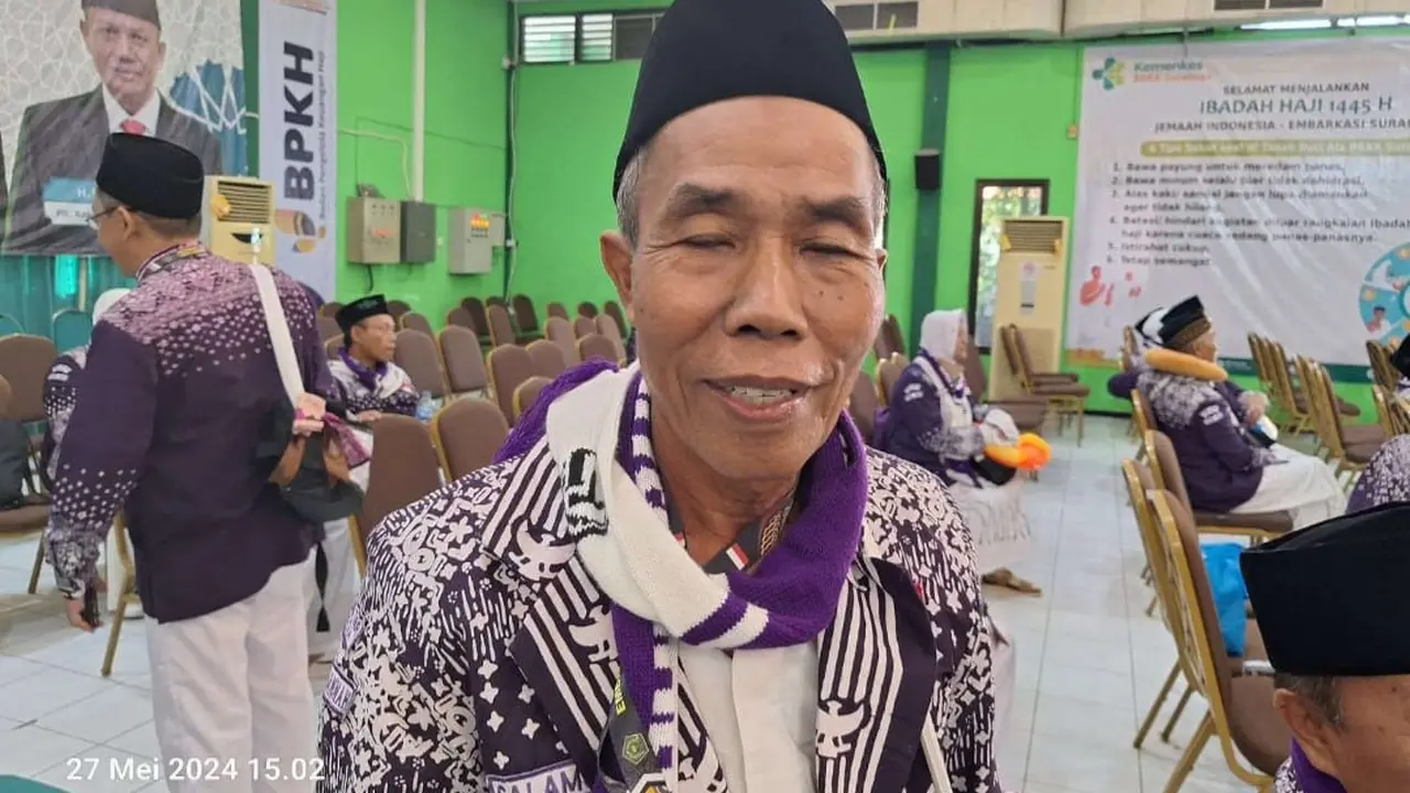 Salamun, jemaah haji asal Jombang berangkat ke Tanah Suci. (Istimewa)